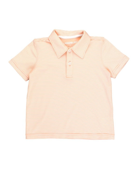 Performance Polo Shirt - Peach Stripe