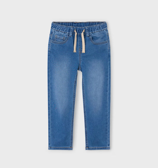 4566 - Tie Waist Denim - Medium Wash