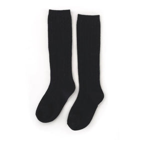 Cable Knit Knee Sock - Black