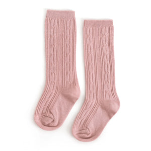 Cable Knit Knee Sock - Blush