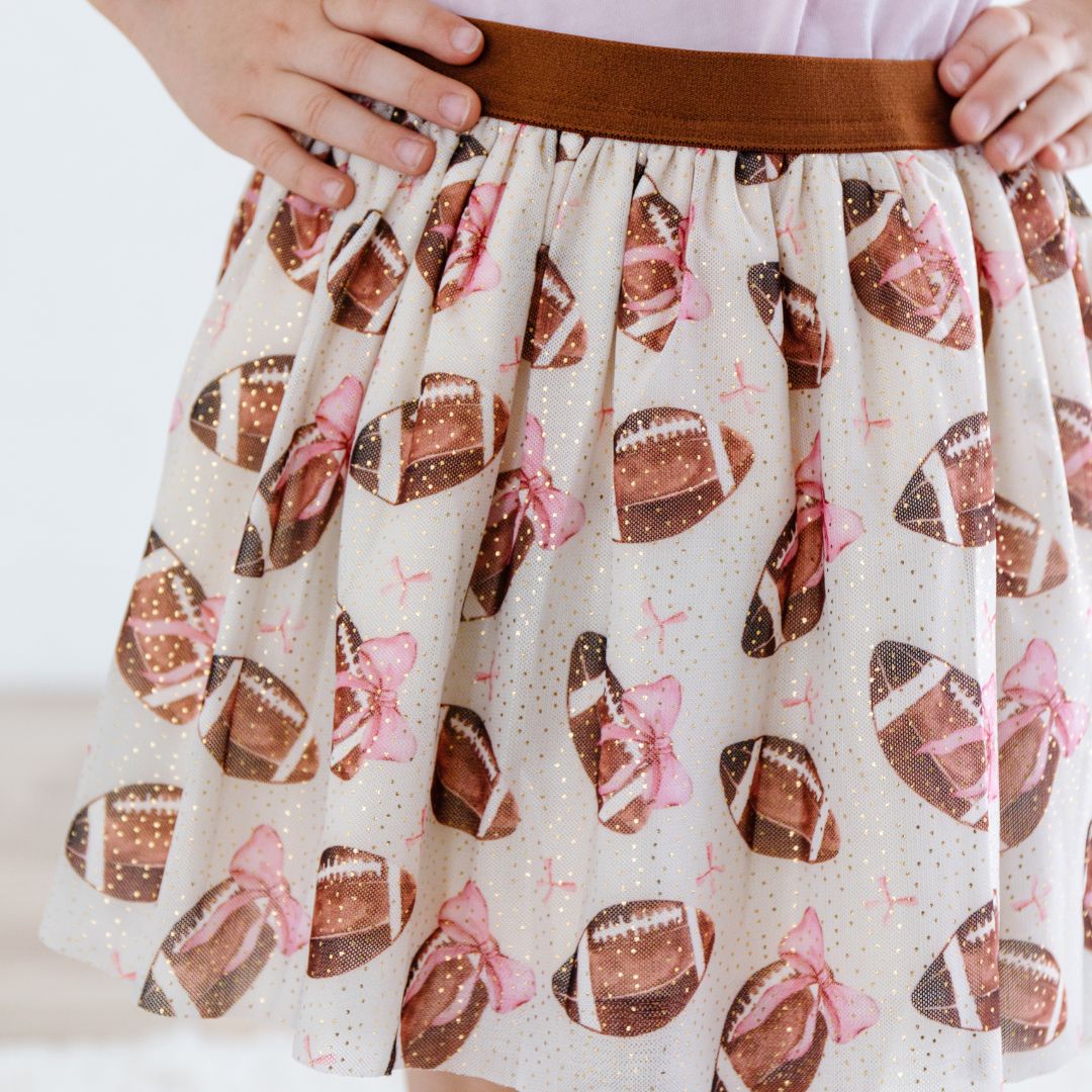 Knit Tutu Skirt - Bows and Footballs