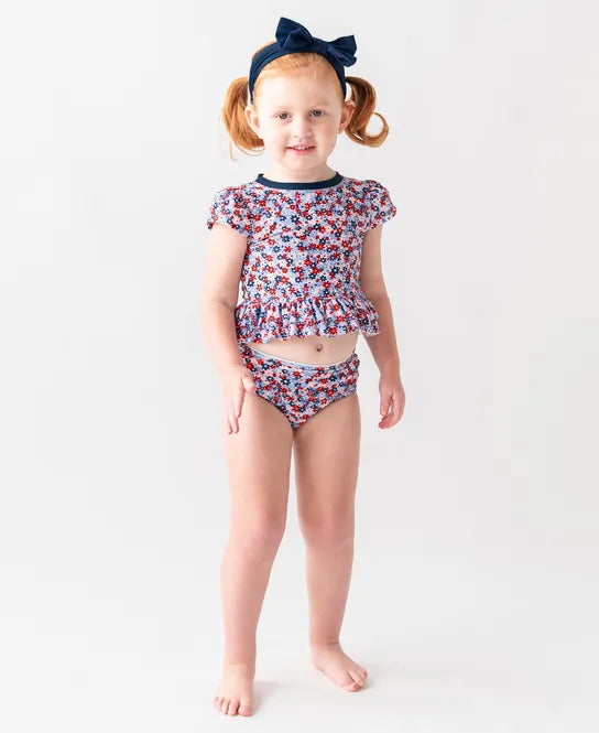 Cap Sleeve Tankini - Red White and Bloom