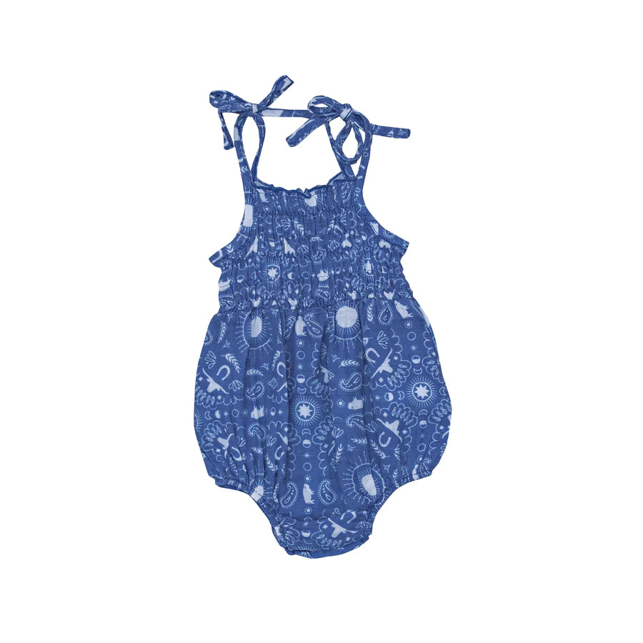 Muslin Tie Strap Bubble - Blue Bandana