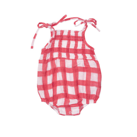 Muslin Tie Strap Bubble - Red Gingham