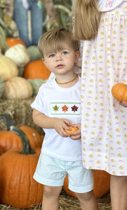 Leo Smocked Tee with Short Set - Leaf