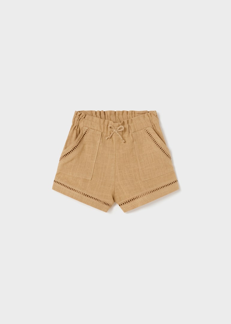 1272 - Baby Linen Shorts - Camel