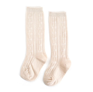 Cable Knit Knee Sock - Vanilla