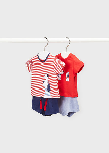 1651 - Two Piece Puppy Outfit - Red Solid