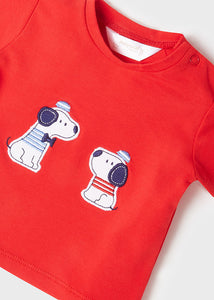 1651 - Two Piece Puppy Outfit - Red Solid