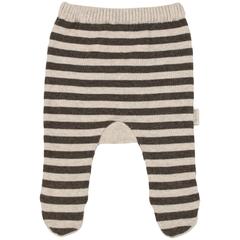 Knit Leggings with Feet - Charcoal Stripe