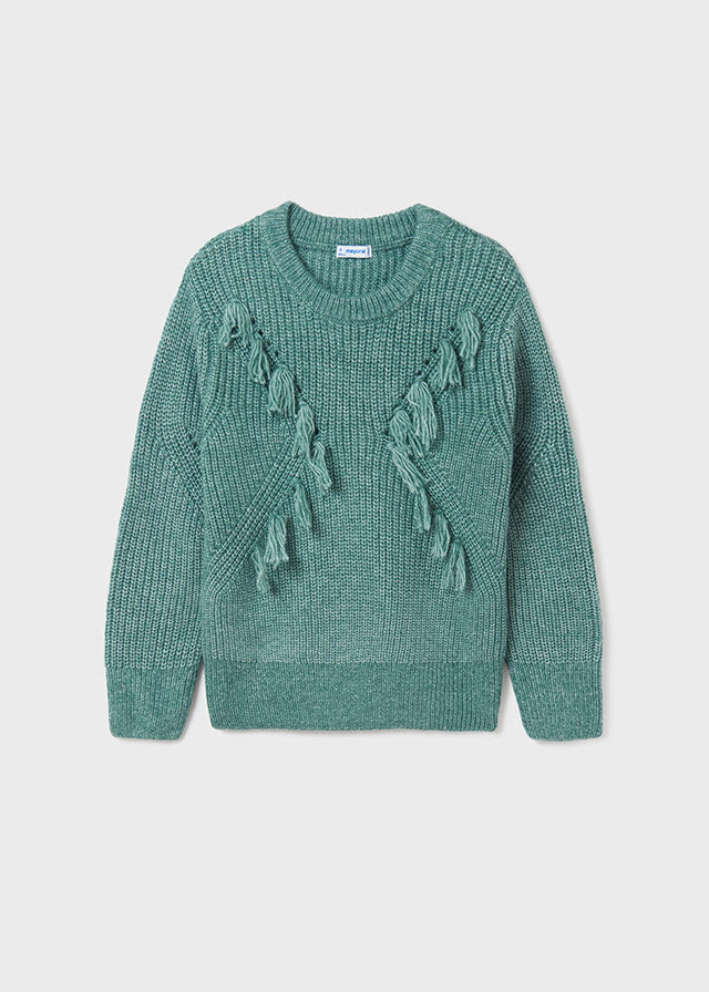7368 - Tween Fringe Sweater - Seafoam