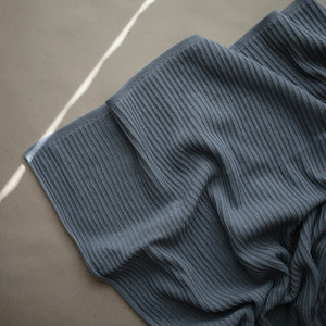 Knitted Baby Blanket - Ribbed Slate
