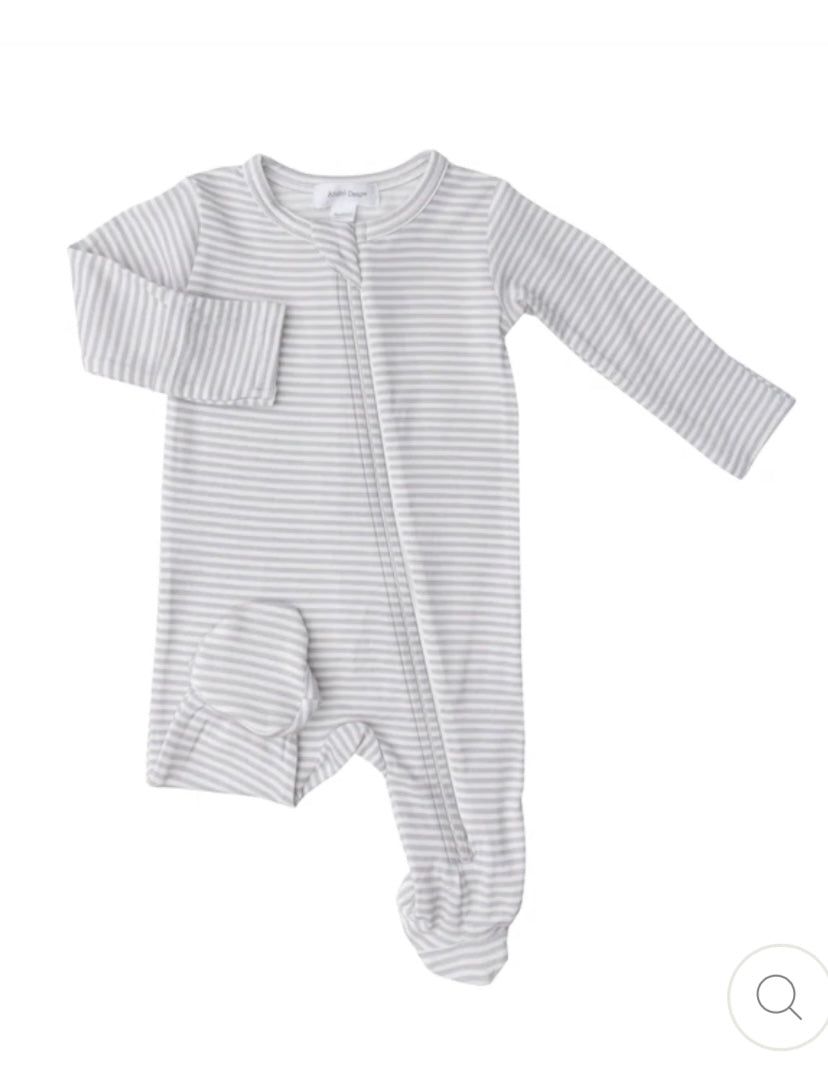 Infant Zipper Footie - Gray Stripe