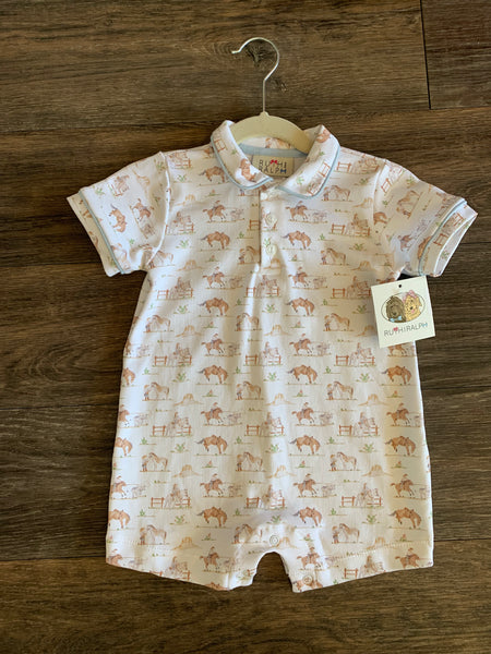 Cowboy Polo Romper - Pima Cotton